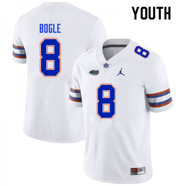 Youth #8 Khris Bogle Florida Gators College Football Jerseys White